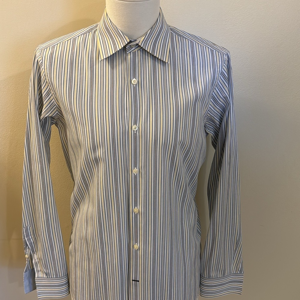 Banana Republic Fitted 100% Cotton Long Sleeve Stripe Shirt S 14-14 1/2